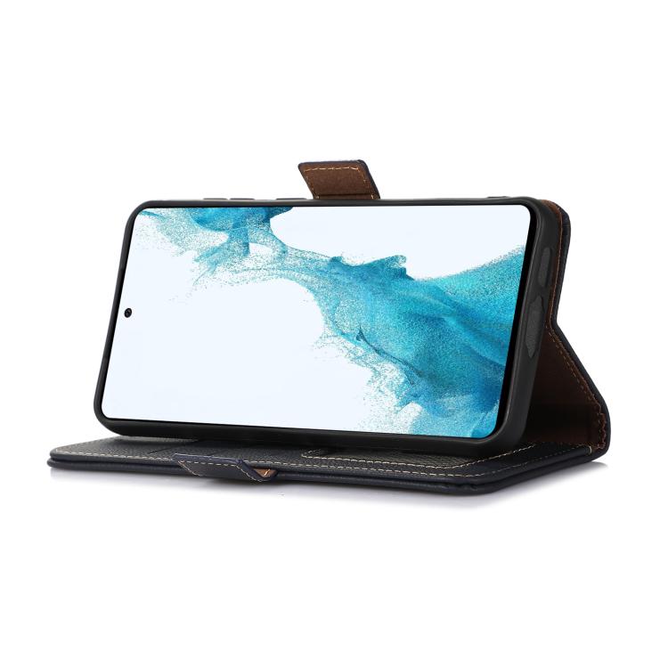 For Samsung Galaxy S25 Edge 5G Side-Magnetic TJ Genuine Leather RFID Phone Case(Blue) - Galaxy S25 Edge 5G Cases by buy2fix | Online Shopping UK | buy2fix