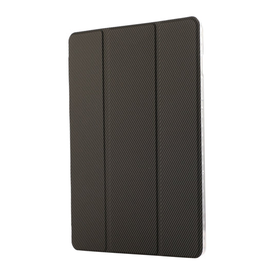 For Samsung Galaxy Tab S9 / S9 FE Carbon Fiber Clear Acrylic 3-Fold Leather Tablet Case(Grey) by buy2fix