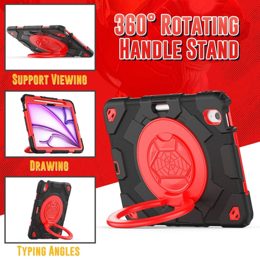 For iPad Air 11 2025 / 2024 Spider Rotation Handle Silicone Hybrid PC Tablet Case(Black Red) by buy2fix