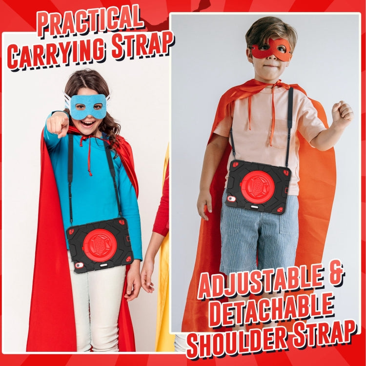 For iPad Air 11 2025 / 2024 Spider Rotation Handle Silicone Hybrid PC Tablet Case(Black Red) by buy2fix