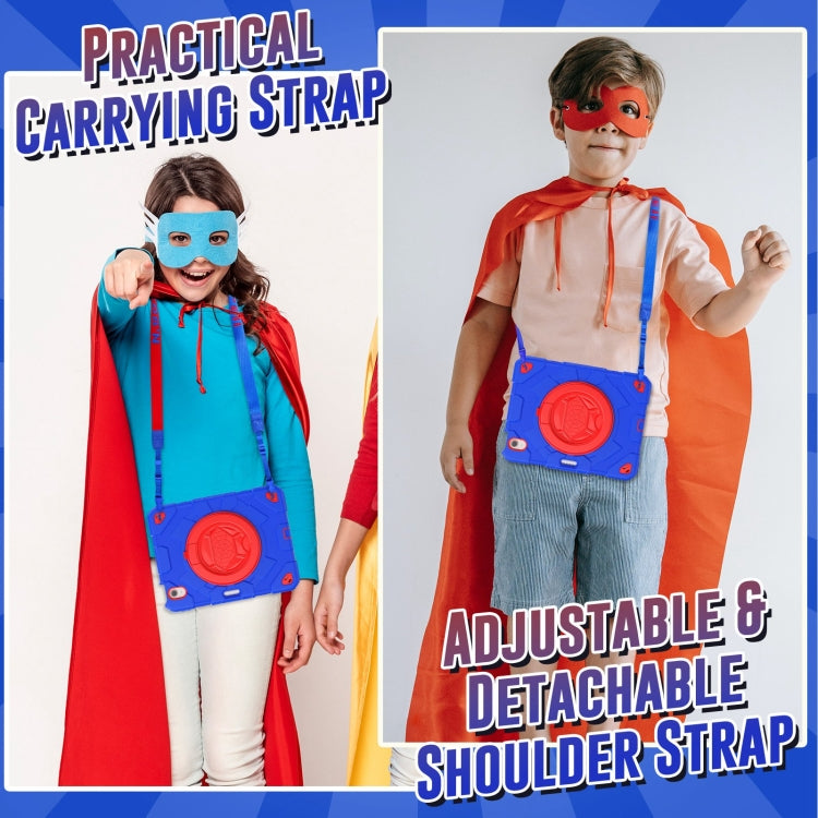 For iPad Air 11 2025 / 2024 Spider Rotation Handle Silicone Hybrid PC Tablet Case(Red Blue) - iPad Air 11 2025 / 2024 Cases by buy2fix | Online Shopping UK | buy2fix