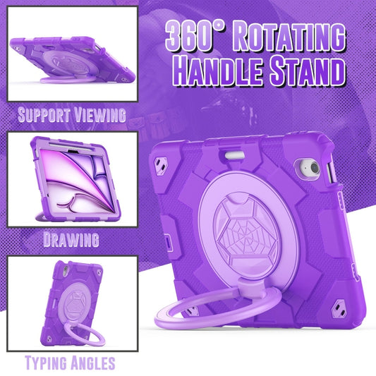 For iPad Air 11 2025 / 2024 Spider Rotation Handle Silicone Hybrid PC Tablet Case(Purple) by buy2fix