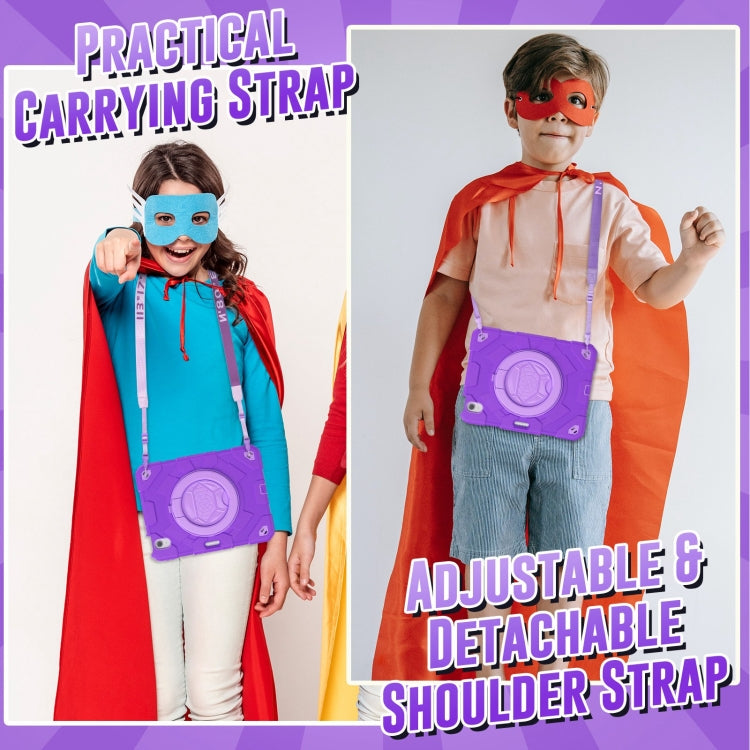 For iPad Air 11 2025 / 2024 Spider Rotation Handle Silicone Hybrid PC Tablet Case(Purple) by buy2fix