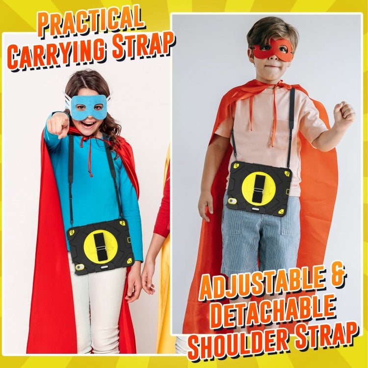 For iPad Air 11 2025 / 2024 Spider Hand Grip Turntable Stand Tablet Case(Black Yellow) by buy2fix