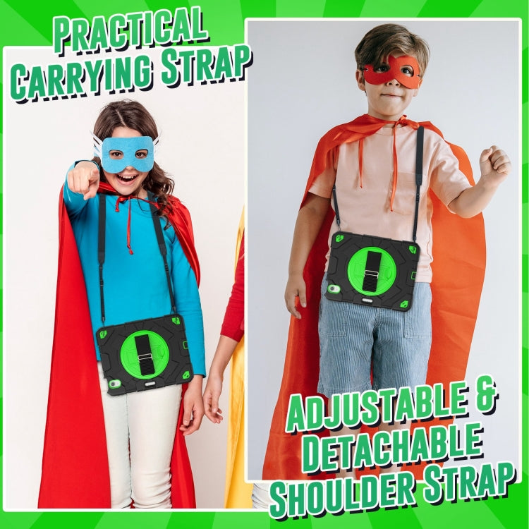 For iPad Air 11 2025 / 2024 Spider Hand Grip Turntable Stand Tablet Case(Black Green) by buy2fix