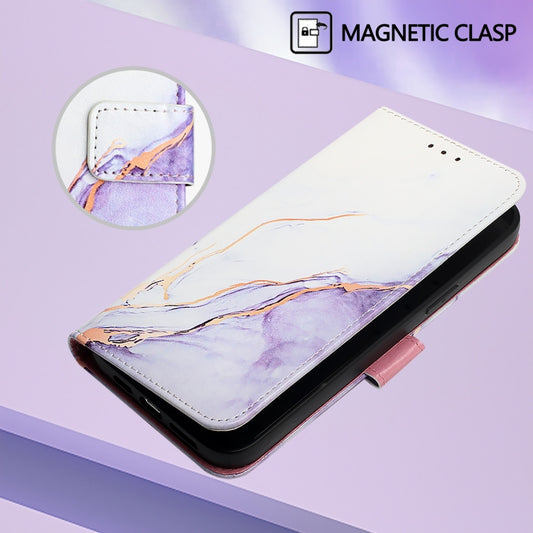 For Redmi K70 Ultra 5G Global PT003 Marble Pattern Flip Leather Phone Case(White Purple) by buy2fix