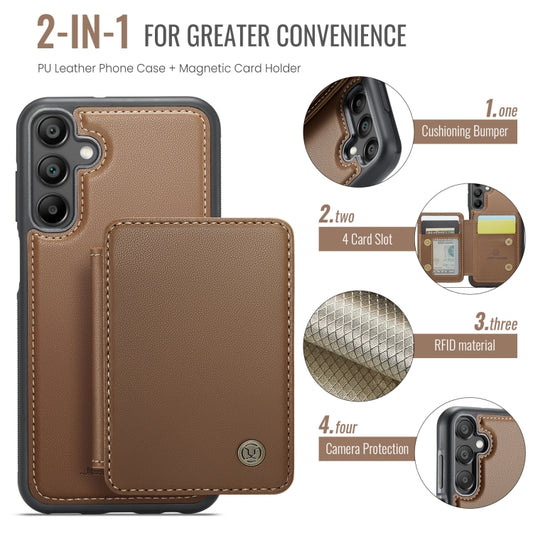 For Samsung Galaxy A15 JEEHOOD J05 Business Magnetic Style RFID Leather Phone Case(Brown) - Galaxy Phone Cases by JEEHOOD | Online Shopping UK | buy2fix