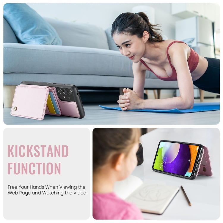 For Samsung Galaxy A52 5G / A52 4G JEEHOOD J05 Business Magnetic Style RFID Leather Phone Case(Pink) - Galaxy Phone Cases by JEEHOOD | Online Shopping UK | buy2fix