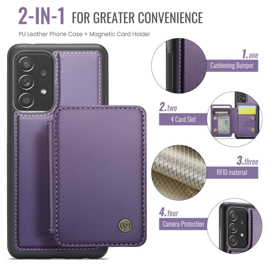 For Samsung Galaxy A52s 5G JEEHOOD J05 Business Magnetic Style RFID Leather Phone Case(Purple) - Galaxy Phone Cases by JEEHOOD | Online Shopping UK | buy2fix