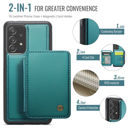 For Samsung Galaxy A52s 5G JEEHOOD J05 Business Magnetic Style RFID Leather Phone Case(Blue Green) - Galaxy Phone Cases by JEEHOOD | Online Shopping UK | buy2fix