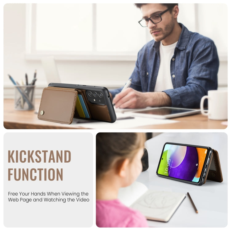 For Samsung Galaxy A52s 5G JEEHOOD J05 Business Magnetic Style RFID Leather Phone Case(Brown) - Galaxy Phone Cases by JEEHOOD | Online Shopping UK | buy2fix