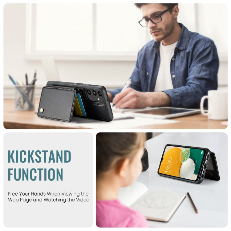 For Samsung Galaxy A13 5G JEEHOOD J05 Business Magnetic Style RFID Leather Phone Case(Black) - Galaxy Phone Cases by JEEHOOD | Online Shopping UK | buy2fix