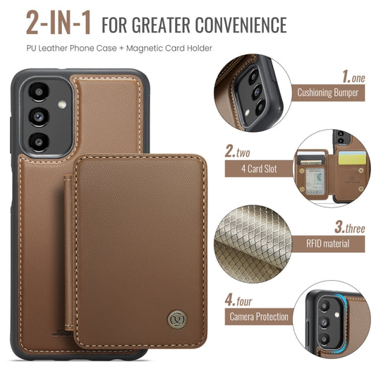 For Samsung Galaxy A13 5G JEEHOOD J05 Business Magnetic Style RFID Leather Phone Case(Brown) - Galaxy Phone Cases by JEEHOOD | Online Shopping UK | buy2fix