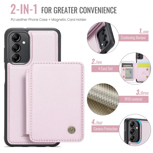 For Samsung Galaxy A14 4G / 5G JEEHOOD J05 Business Magnetic Style RFID Leather Phone Case(Pink) - Galaxy Phone Cases by JEEHOOD | Online Shopping UK | buy2fix