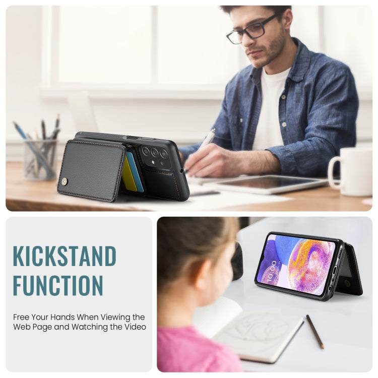 For Samsung Galaxy A23 JEEHOOD J05 Business Magnetic Style RFID Leather Phone Case(Black) - Galaxy Phone Cases by JEEHOOD | Online Shopping UK | buy2fix