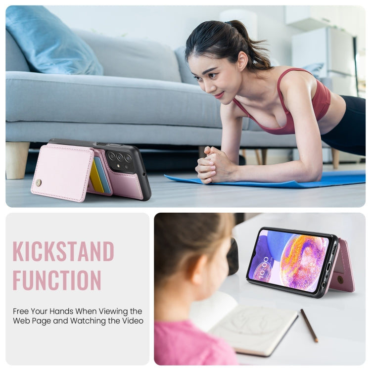 For Samsung Galaxy A23 JEEHOOD J05 Business Magnetic Style RFID Leather Phone Case(Pink) - Galaxy Phone Cases by JEEHOOD | Online Shopping UK | buy2fix