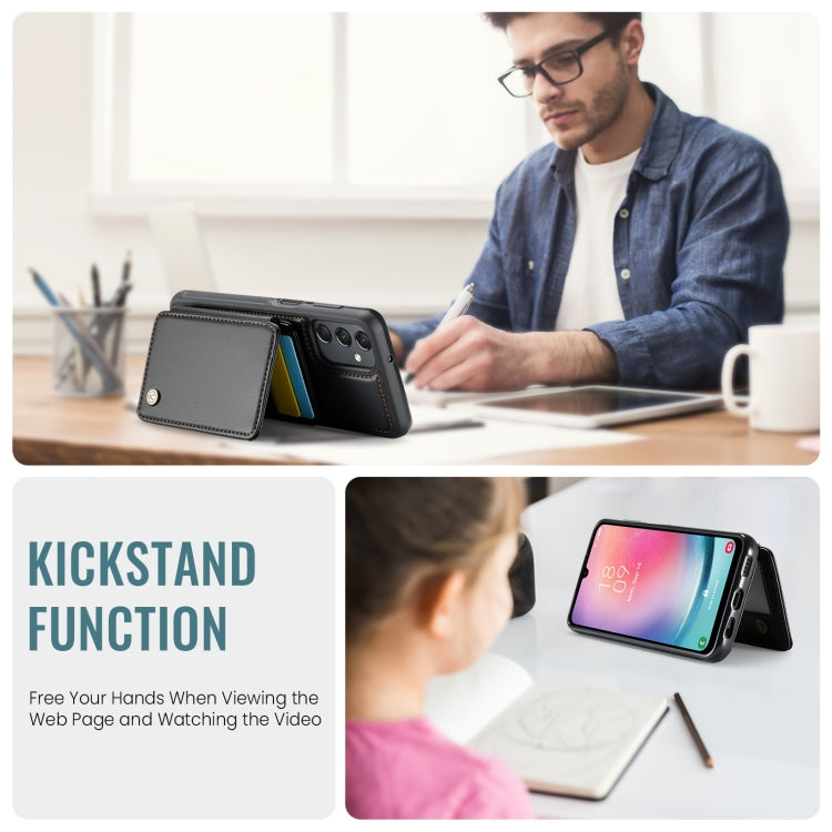 For Samsung Galaxy A24 4G JEEHOOD J05 Business Magnetic Style RFID Leather Phone Case(Black) - Galaxy Phone Cases by JEEHOOD | Online Shopping UK | buy2fix