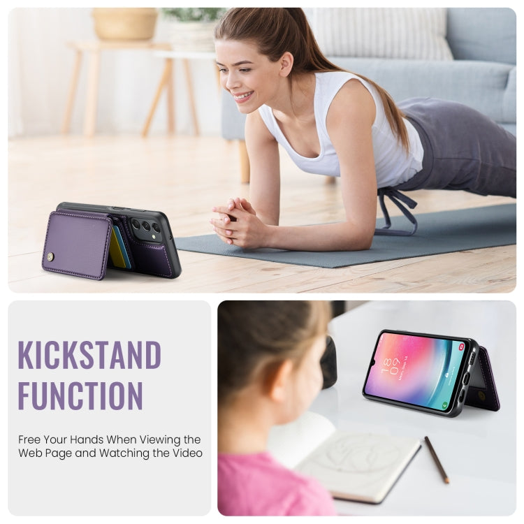 For Samsung Galaxy A24 4G JEEHOOD J05 Business Magnetic Style RFID Leather Phone Case(Purple) - Galaxy Phone Cases by JEEHOOD | Online Shopping UK | buy2fix