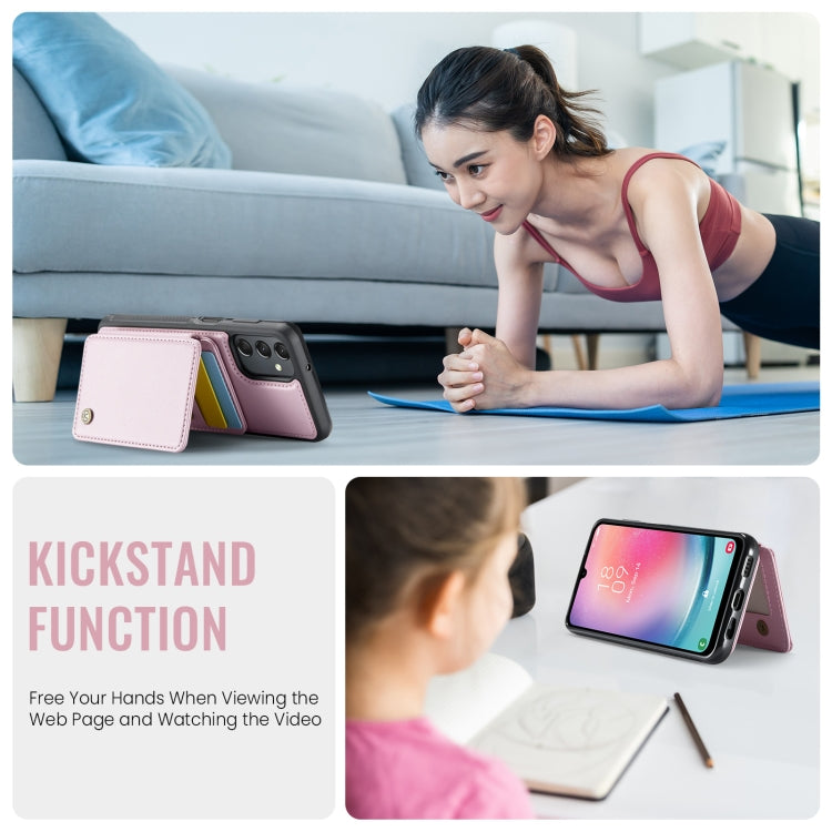 For Samsung Galaxy A24 4G JEEHOOD J05 Business Magnetic Style RFID Leather Phone Case(Pink) - Galaxy Phone Cases by JEEHOOD | Online Shopping UK | buy2fix