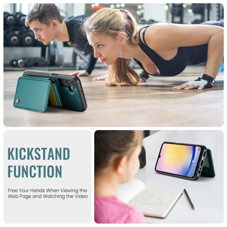 For Samsung Galaxy A25 JEEHOOD J05 Business Magnetic Style RFID Leather Phone Case(Blue Green) - Galaxy Phone Cases by JEEHOOD | Online Shopping UK | buy2fix