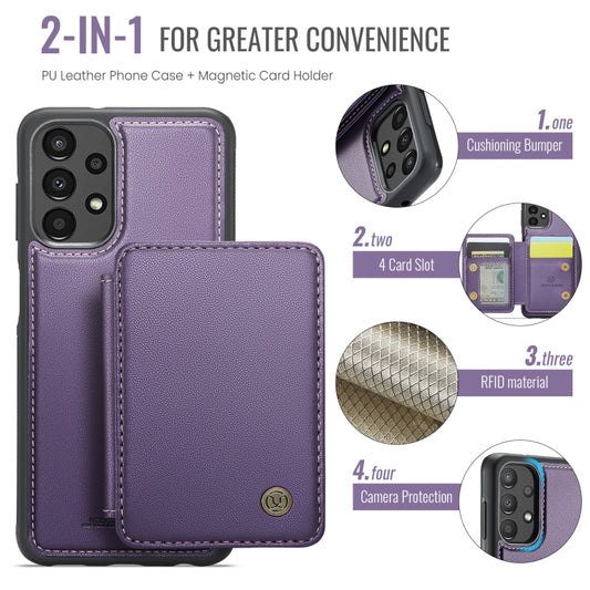 For Samsung Galaxy A33 5G JEEHOOD J05 Business Magnetic Style RFID Leather Phone Case(Purple) - Galaxy Phone Cases by JEEHOOD | Online Shopping UK | buy2fix
