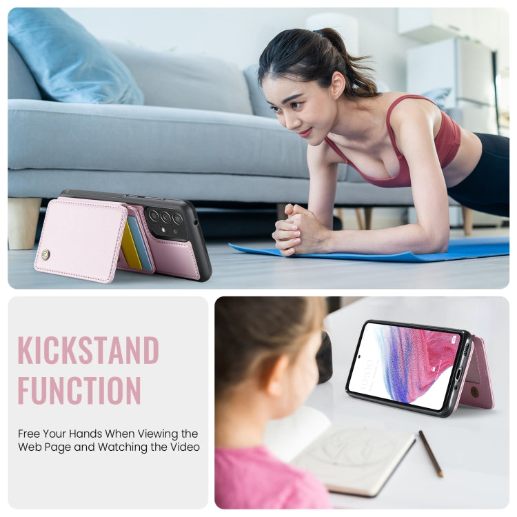 For Samsung Galaxy A53 5G JEEHOOD J05 Business Magnetic Style RFID Leather Phone Case(Pink) - Galaxy Phone Cases by JEEHOOD | Online Shopping UK | buy2fix