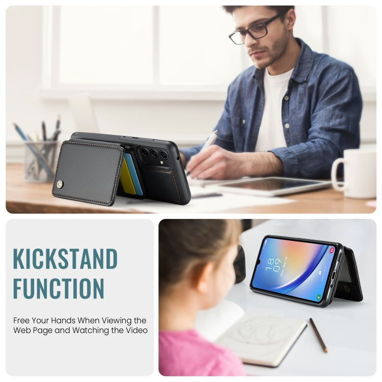 For Samsung Galaxy A34 5G JEEHOOD J05 Business Magnetic Style RFID Leather Phone Case(Black) - Galaxy Phone Cases by JEEHOOD | Online Shopping UK | buy2fix