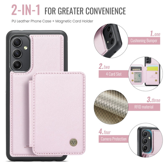 For Samsung Galaxy A34 5G JEEHOOD J05 Business Magnetic Style RFID Leather Phone Case(Pink) - Galaxy Phone Cases by JEEHOOD | Online Shopping UK | buy2fix