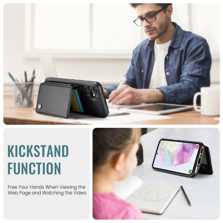 For Samsung Galaxy A35 5G JEEHOOD J05 Business Magnetic Style RFID Leather Phone Case(Black) - Galaxy Phone Cases by JEEHOOD | Online Shopping UK | buy2fix