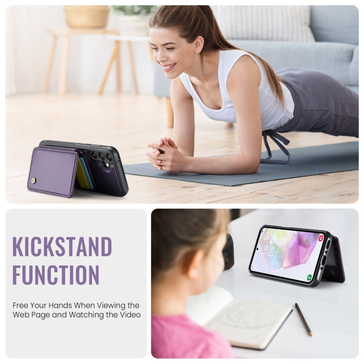 For Samsung Galaxy A35 5G JEEHOOD J05 Business Magnetic Style RFID Leather Phone Case(Purple) - Galaxy Phone Cases by JEEHOOD | Online Shopping UK | buy2fix