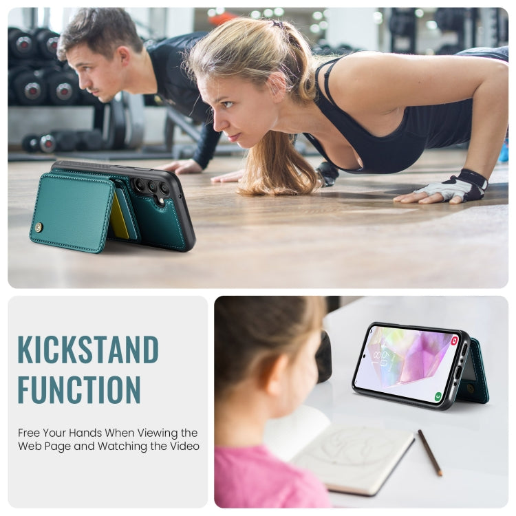 For Samsung Galaxy A35 5G JEEHOOD J05 Business Magnetic Style RFID Leather Phone Case(Blue Green) - Galaxy Phone Cases by JEEHOOD | Online Shopping UK | buy2fix