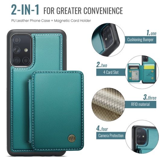 For Samsung Galaxy A51 4G JEEHOOD J05 Business Magnetic Style RFID Leather Phone Case(Blue Green) - Galaxy Phone Cases by JEEHOOD | Online Shopping UK | buy2fix