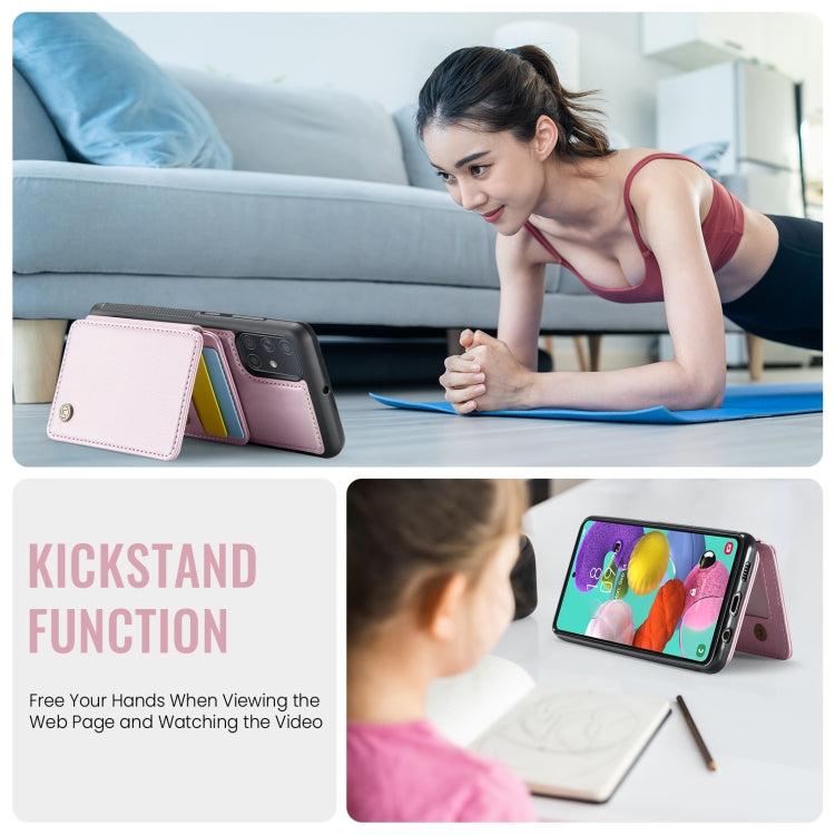 For Samsung Galaxy A51 4G JEEHOOD J05 Business Magnetic Style RFID Leather Phone Case(Pink) - Galaxy Phone Cases by JEEHOOD | Online Shopping UK | buy2fix