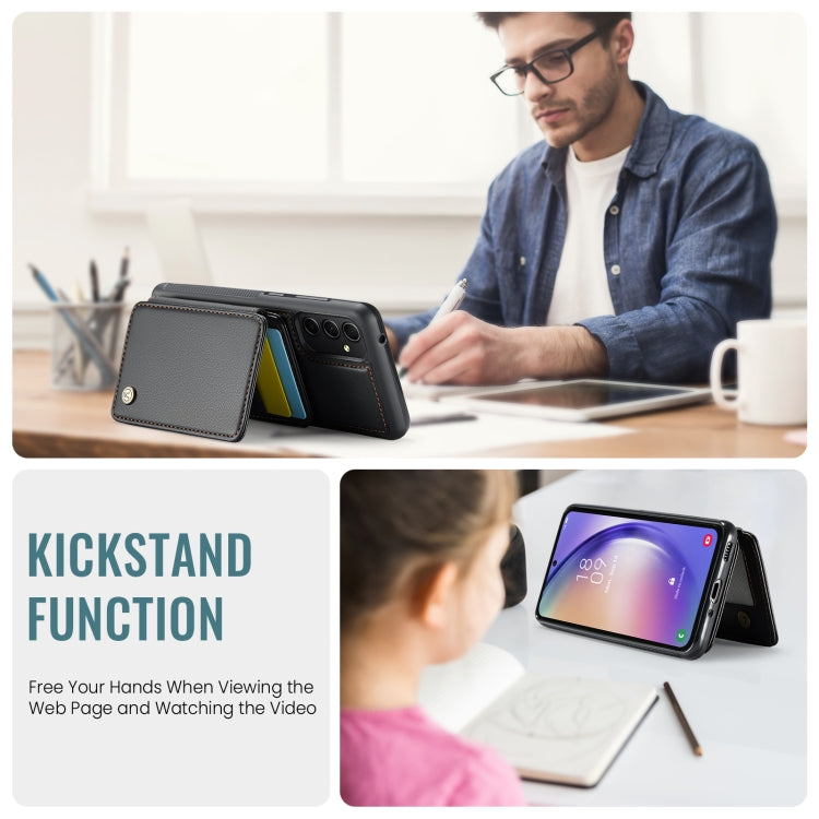 For Samsung Galaxy A54 5G JEEHOOD J05 Business Magnetic Style RFID Leather Phone Case(Black) - Galaxy Phone Cases by JEEHOOD | Online Shopping UK | buy2fix