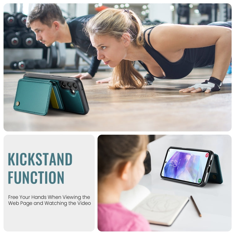 For Samsung Galaxy A55 5G JEEHOOD J05 Business Magnetic Style RFID Leather Phone Case(Blue Green) - Galaxy Phone Cases by JEEHOOD | Online Shopping UK | buy2fix