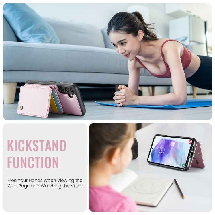 For Samsung Galaxy A55 5G JEEHOOD J05 Business Magnetic Style RFID Leather Phone Case(Pink) - Galaxy Phone Cases by JEEHOOD | Online Shopping UK | buy2fix