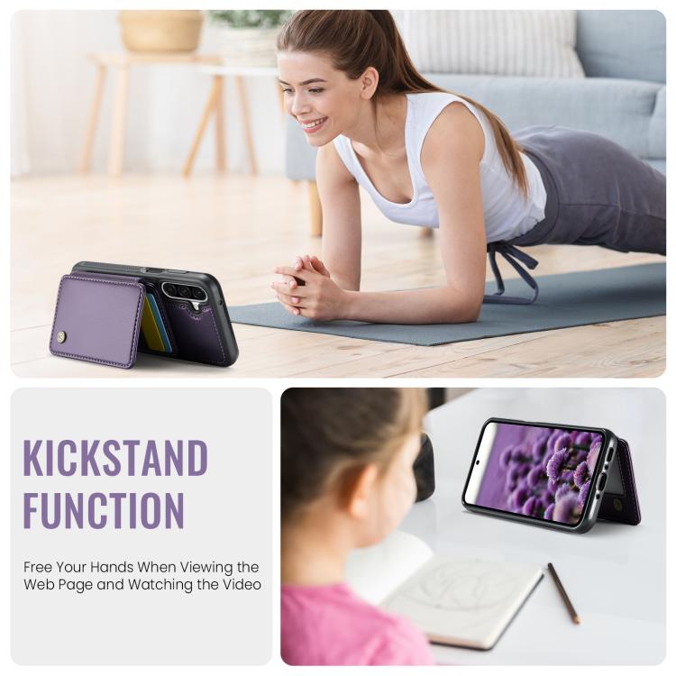 For Samsung Galaxy A26 5G JEEHOOD J05 Business Magnetic Style RFID Leather Phone Case(Purple) - Galaxy Phone Cases by JEEHOOD | Online Shopping UK | buy2fix