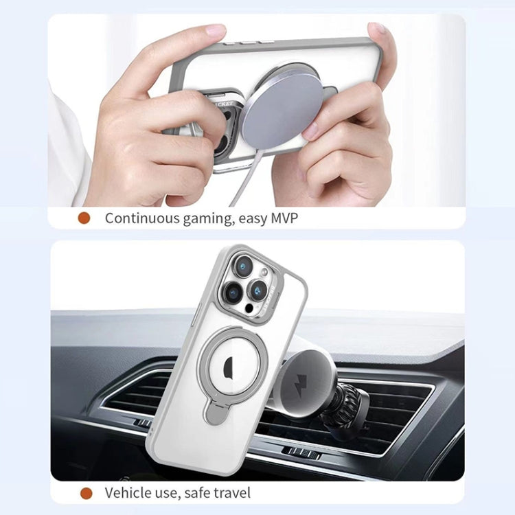 For iPhone 15 Lens Protection & Ring Bracket MagSafe Phone Case(Sierra Blue) by buy2fix