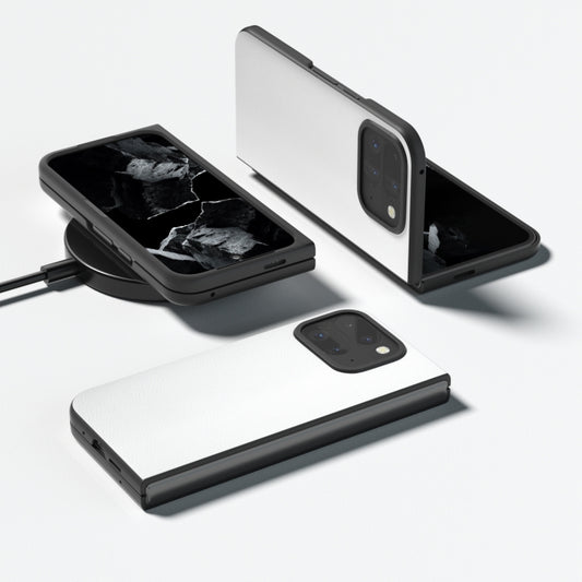For Google Pixel 9 Pro Fold PU Leather Black Frame Full Coverage Phone Case(White) by buy2fix