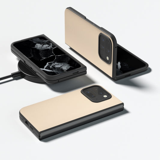 For Google Pixel 9 Pro Fold PU Leather Black Frame Full Coverage Phone Case(Peach Pink) by buy2fix