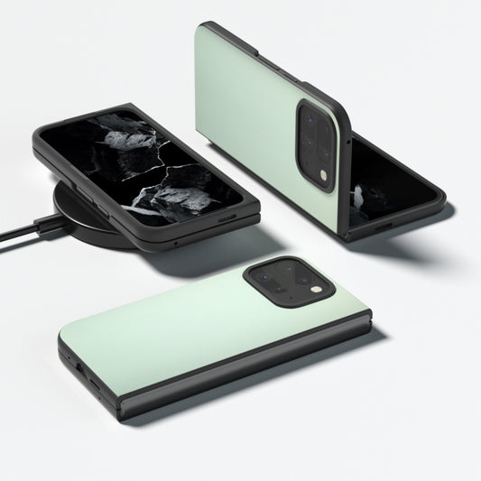 For Google Pixel 9 Pro Fold PU Leather Black Frame Full Coverage Phone Case(Light Green) by buy2fix