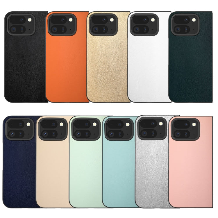 For Google Pixel 9 Pro Fold PU Leather Black Frame Full Coverage Phone Case(Light Pink) by buy2fix