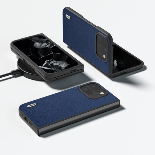 For Google Pixel 9 Pro Fold ABEEL Genuine Leather Luolai Series Phone Case(Dark Blue) by buy2fix