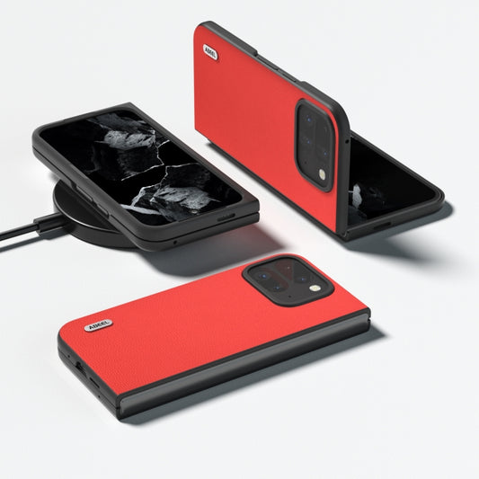 For Google Pixel 9 Pro Fold ABEEL Genuine Leather Luolai Series Phone Case(Red) by buy2fix