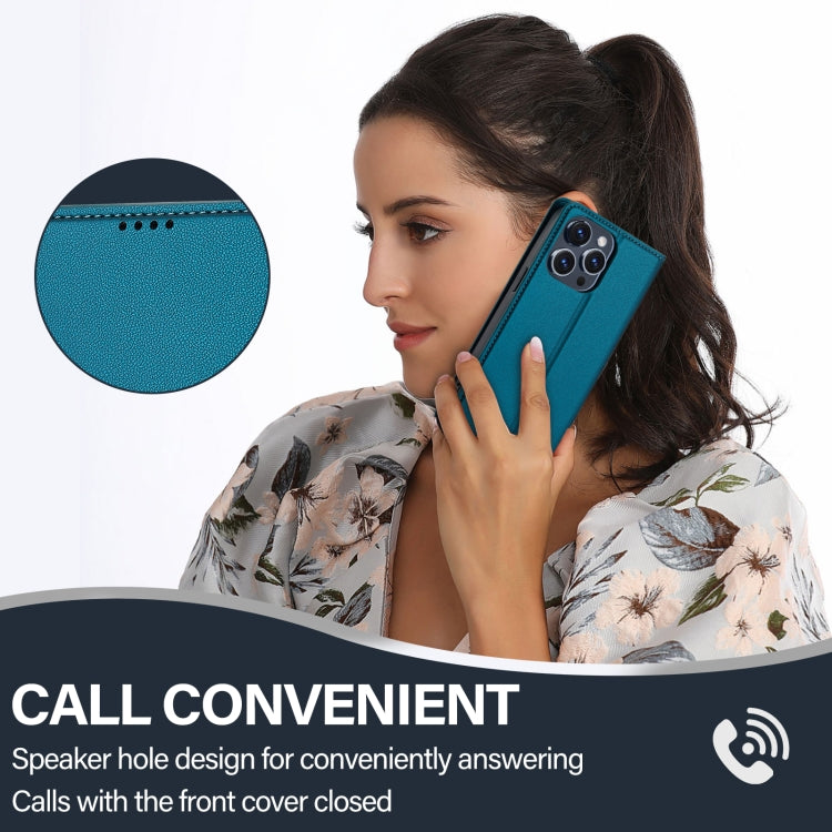 For iPhone 14 Pro Max LC.IMEEKE L1 Series Frosted Fine Texture PU Phone Case(Blue) - iPhone 14 Pro Max Cases by LC.IMEEKE | Online Shopping UK | buy2fix