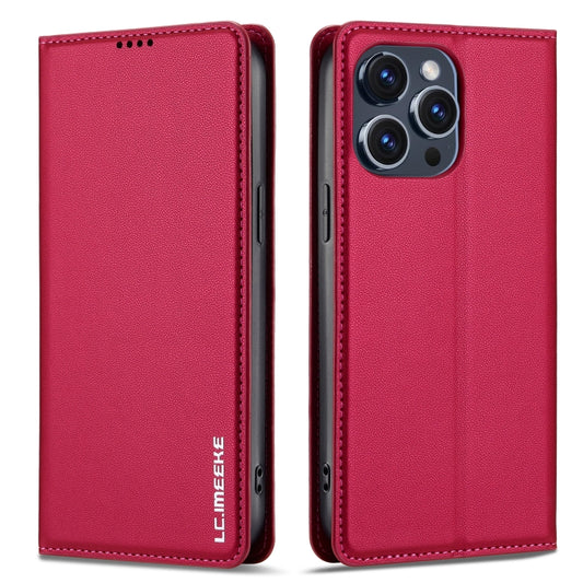 For iPhone 14 Pro Max LC.IMEEKE L1 Series Frosted Fine Texture PU Phone Case(Red) - iPhone 14 Pro Max Cases by LC.IMEEKE | Online Shopping UK | buy2fix