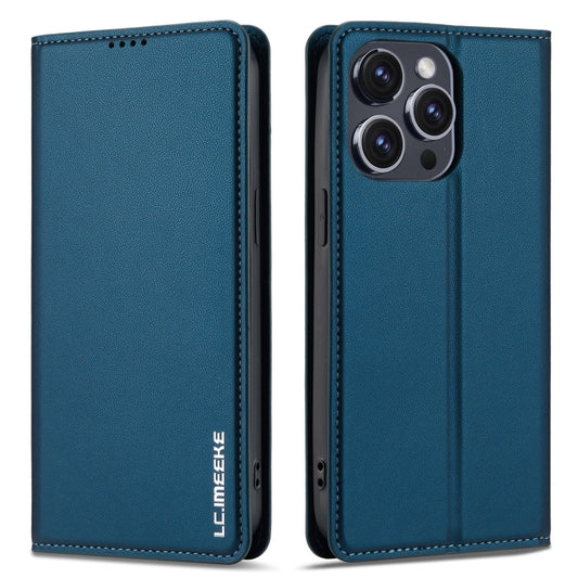 For iPhone 14 Pro LC.IMEEKE L1 Series Frosted Fine Texture PU Phone Case(Blue) - iPhone 14 Pro Cases by LC.IMEEKE | Online Shopping UK | buy2fix