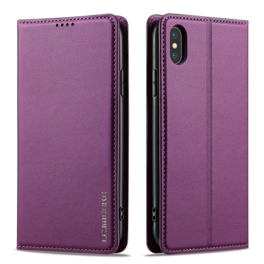 For iPhone XS Max LC.IMEEKE L1 Series Frosted Fine Texture PU Phone Case(Purple) - More iPhone Cases by LC.IMEEKE | Online Shopping UK | buy2fix