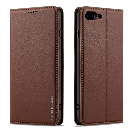 For iPhone 7 / 8 / SE 2020 LC.IMEEKE L1 Series Frosted Fine Texture PU Phone Case(Brown) - iPhone SE 2022 / 2020 / 8 / 7 Cases by LC.IMEEKE | Online Shopping UK | buy2fix