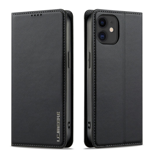 For iPhone 12 / 12 Pro LC.IMEEKE L1 Series Frosted Fine Texture PU Phone Case(Black) - iPhone 12 / 12 Pro Cases by LC.IMEEKE | Online Shopping UK | buy2fix